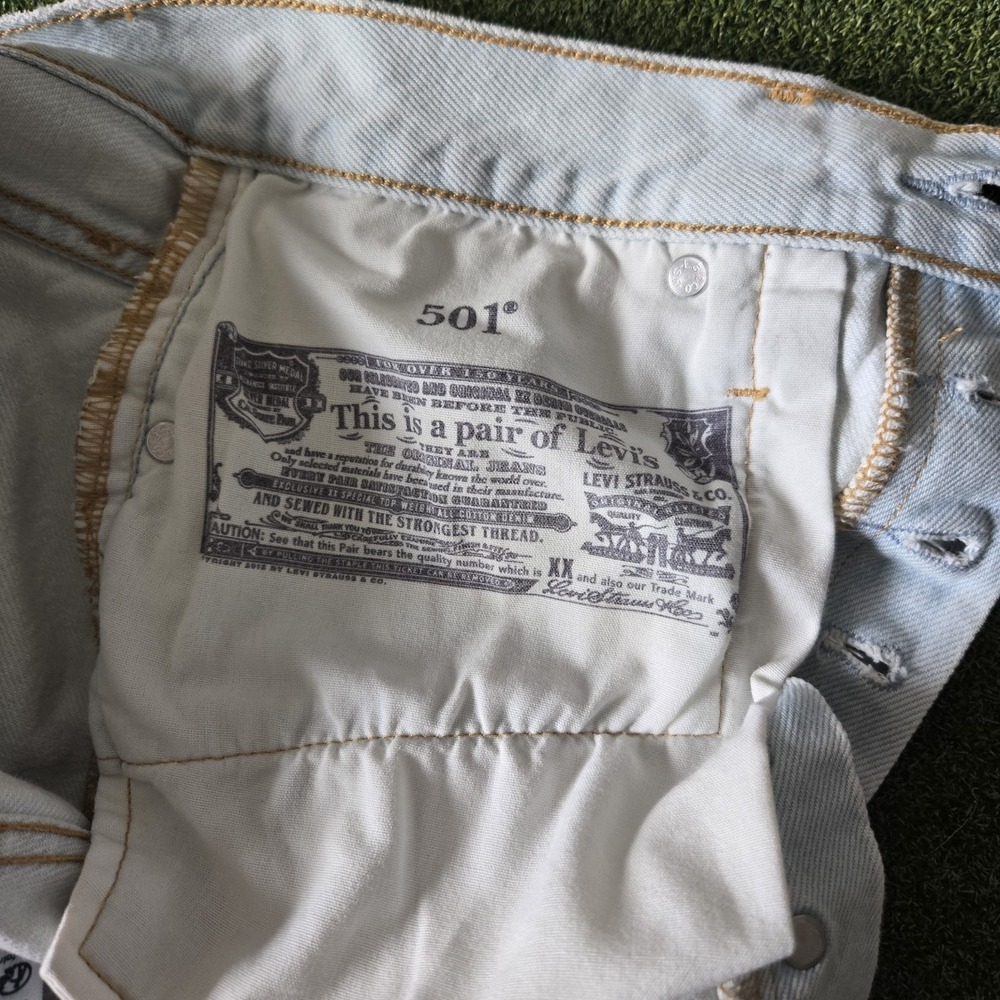 Levi's 501 High Rise Cutoff Distressed Button Fly Shorts Denim Women's Size 28 - Picture 6 of 12